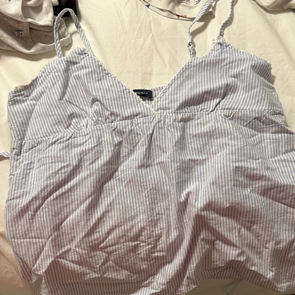 Striped Blue and White Brandy Tank